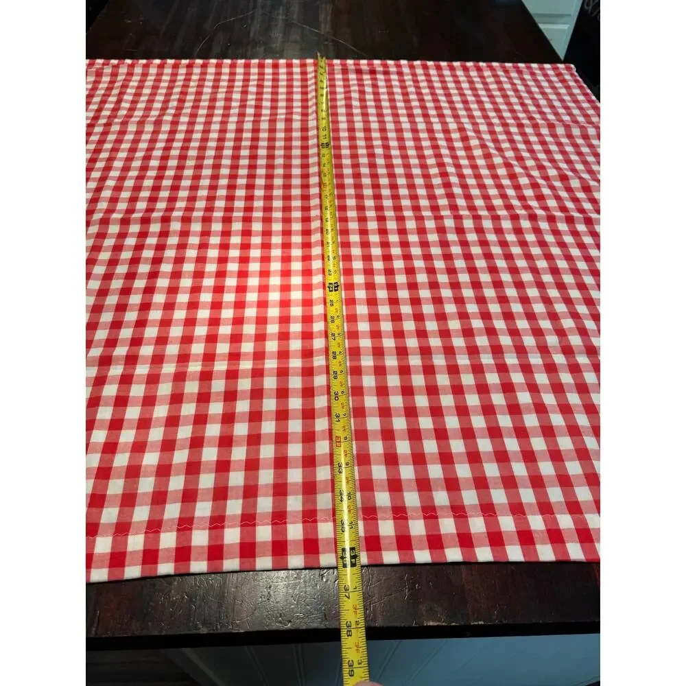 Handmade Red & White Gingham Checkered Kitchen Curtain Set/ Tablecloth